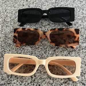 3 pairs of rectangle sunglasses